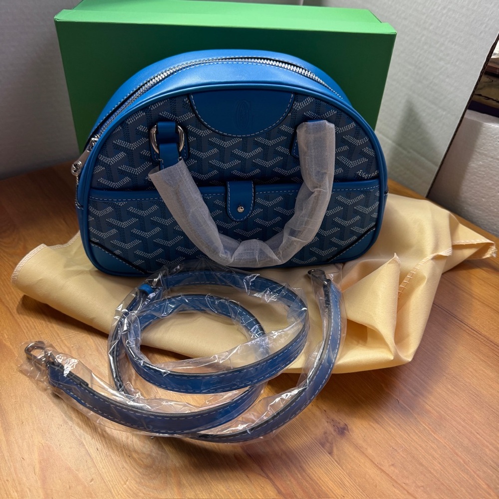 Blue bag with box